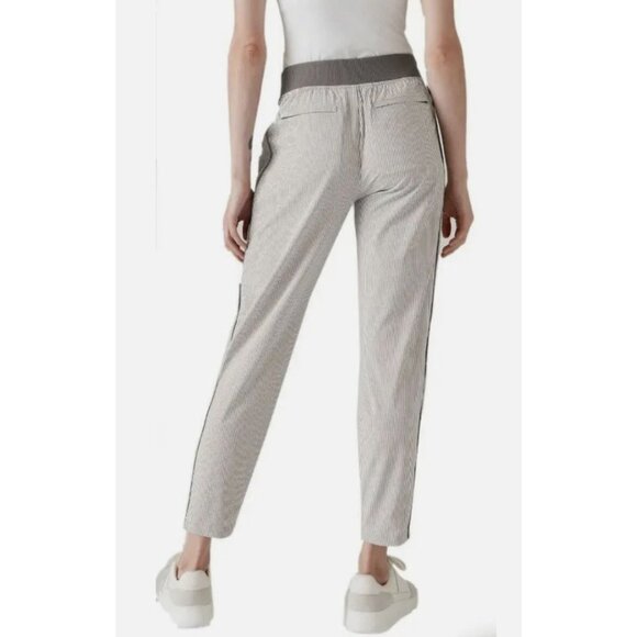 Athleta Brooklyn Ankle Pants Side Stripe Zipper Pocket Gray & White-sz 4P - Picture 2 of 10